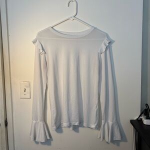 Vintage White Bell Sleeve Ruffled Blouse